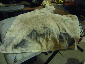 One of the towels that ultimately ended up being used in the shop. Hilton would be so proud...
